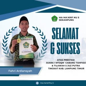 MA Ma’arif NU 5 Sekampung Raih Prestasi Gemilang di MT2QM Tingkat Kabupaten Lampung Timur