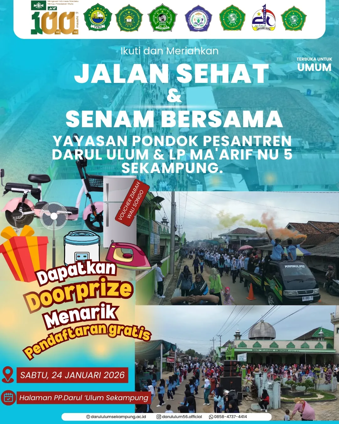 Yayasan Darul Ulum dan LP Ma’arif NU 5 Sekampung Gelar Jalan Sehat dan Senam Bersama, Hadirkan Banyak Doorprize Menarik